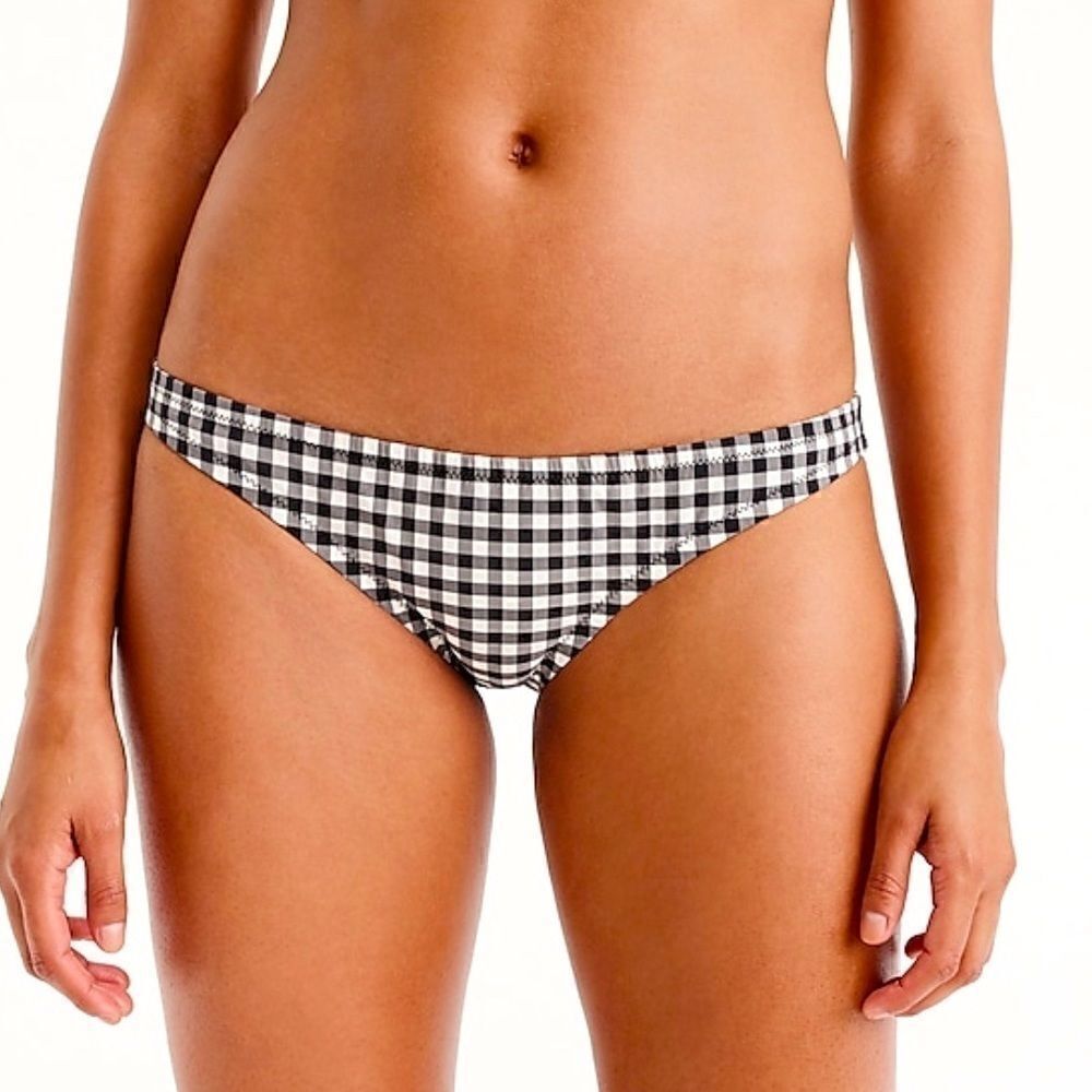 J.CREW LOWRIDER BIKINI BOTTOM IN MATTE GINGHAM BLACK & WHITE CHECKERED BIKINI